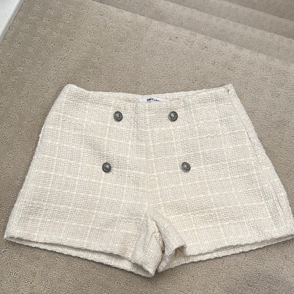 Cream Tweed Women Shorts